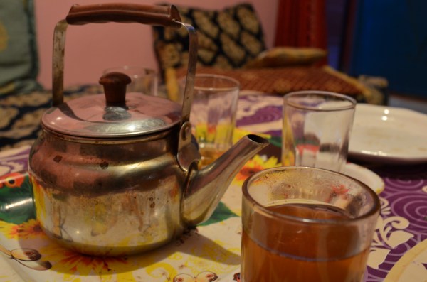 Mint tea is a daily break from my afternoon crunch. And a chance for me to get my sugar fix. Three giant cubes in this pot! 